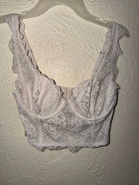 Victoria's Secret White Lace Longline Bralette